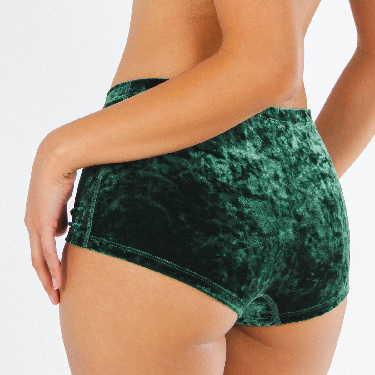 The Extravagance | Dark Green Velvet Boyshort Underwear - Shinesty