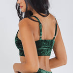 The Extravagance | Dark Green Velvet Bralette - Shinesty