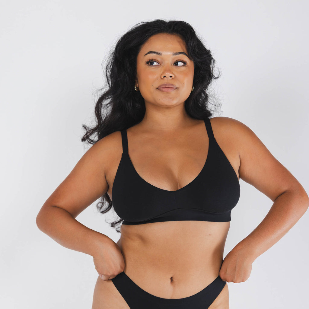 The Threat Level Midnight | Black Boob Hammock™ Plunge Bralette - Shinesty