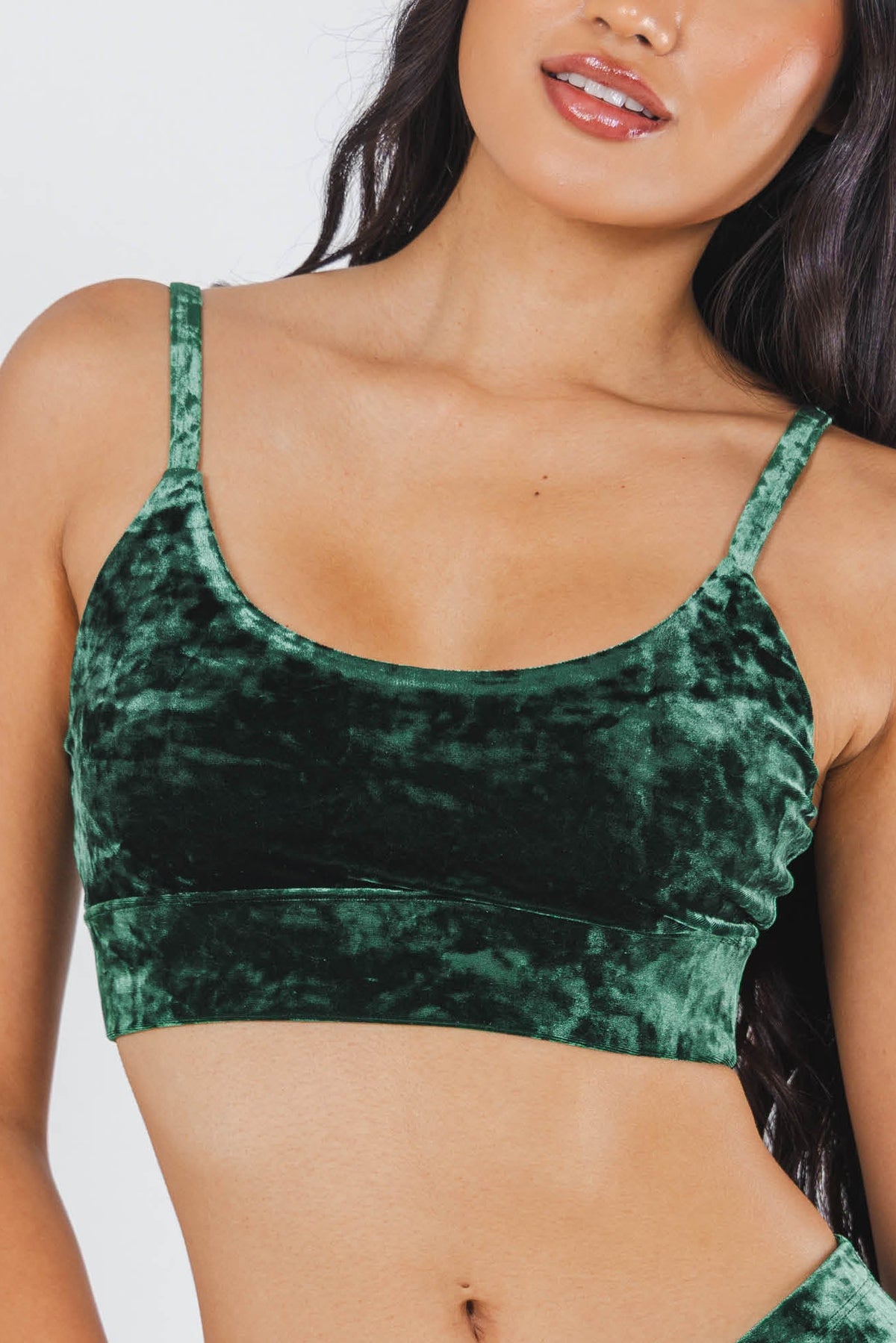 The Extravagance | Dark Green Velvet Bralette - Shinesty