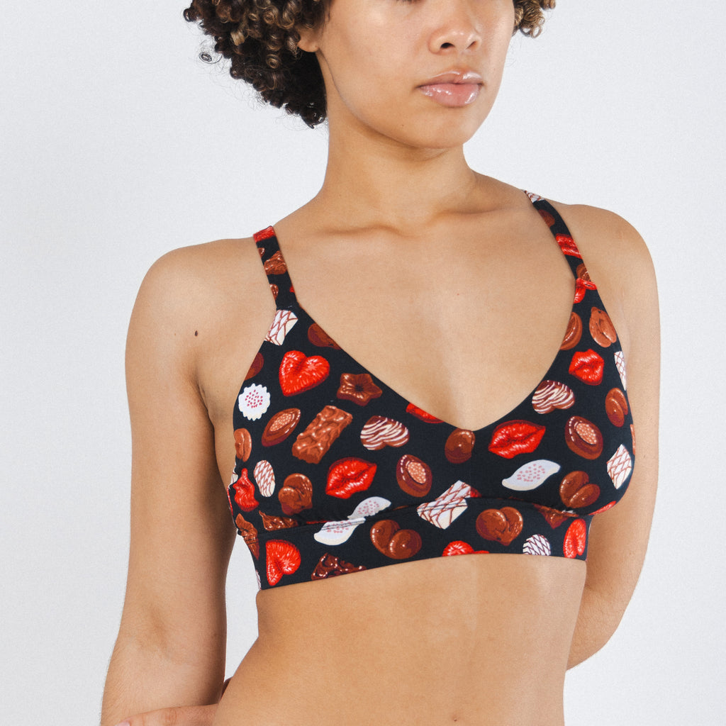 The Bonbons | Naughty Chocolate Boob Hammock™ Plunge Bralette - Shinesty