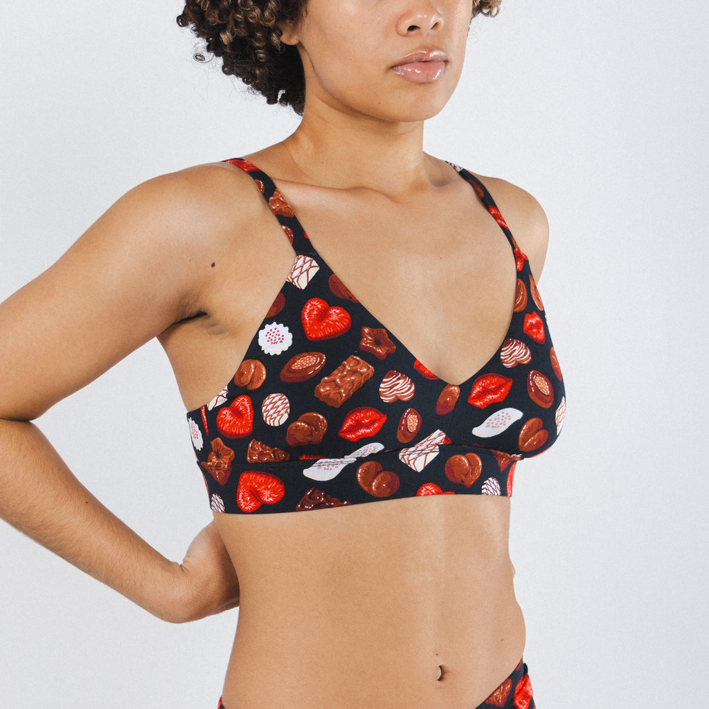 The Bonbons | Naughty Chocolate Boob Hammock™ Plunge Bralette - Shinesty