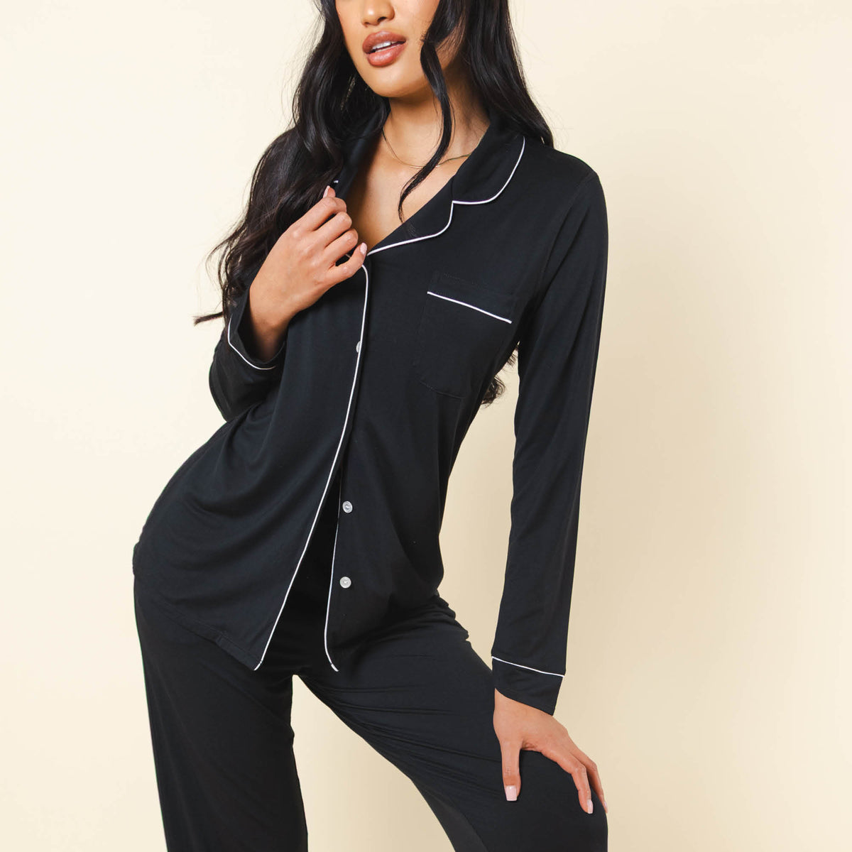 The Threat Level Midnight | Black SleepDeep™ Women’s Long Sleeve Pajama Set - Shinesty