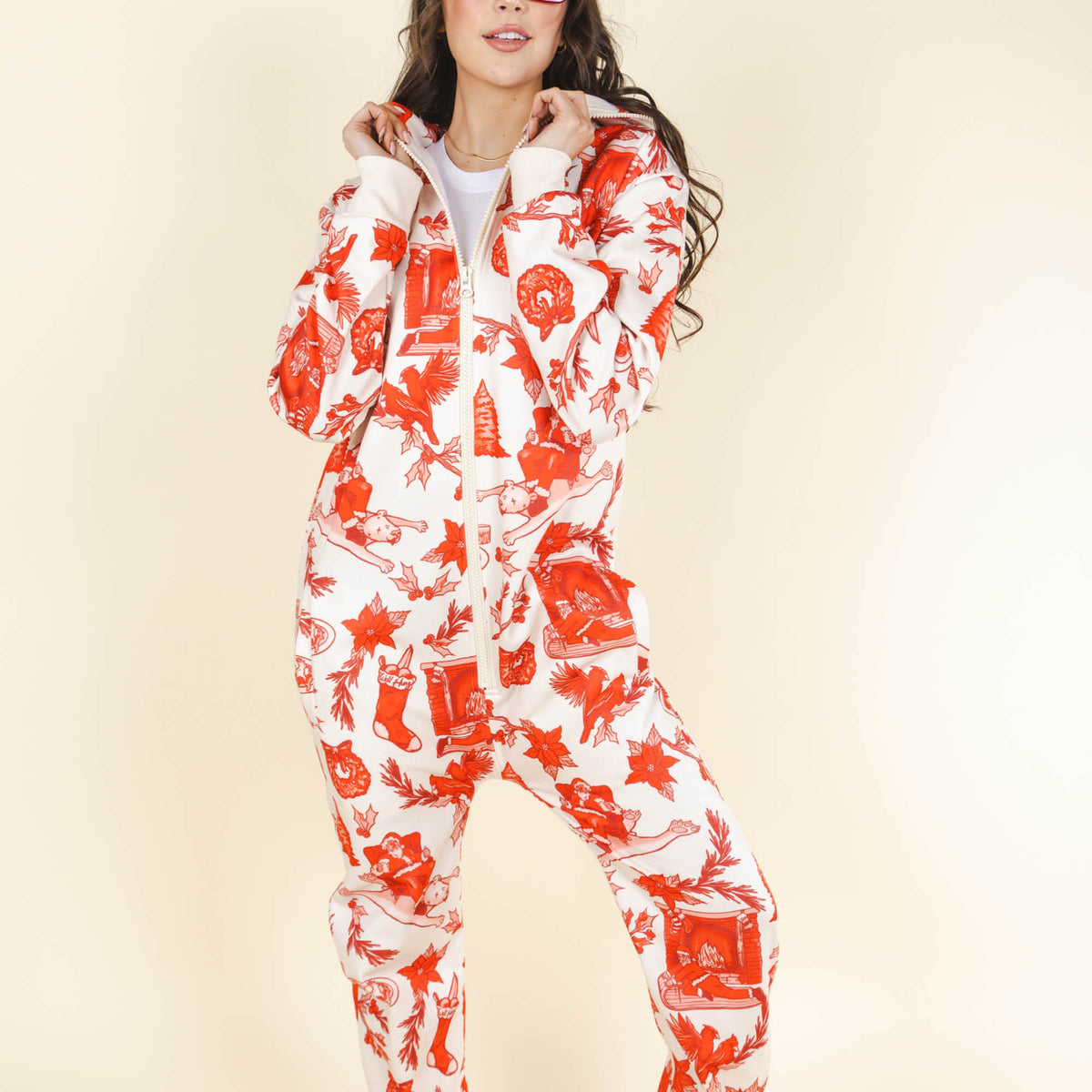 The Santa Slays | Ladies Unisex Christmas Toile Onesie - Shinesty