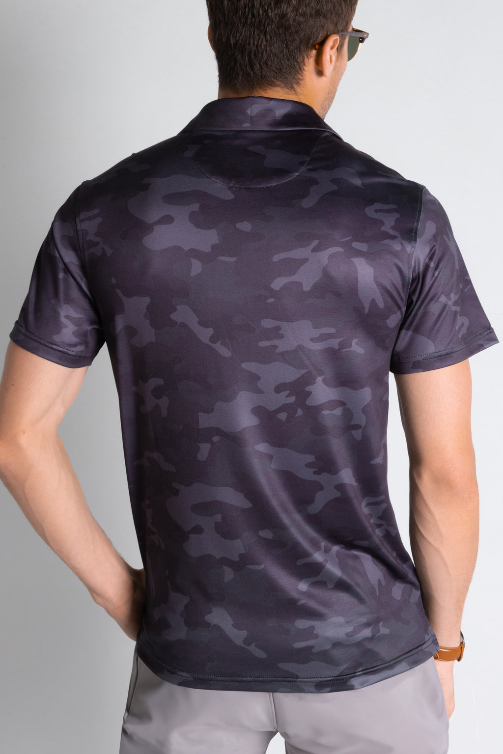 The Darkside | Black and Grey Camo Men’s Polo - Shinesty