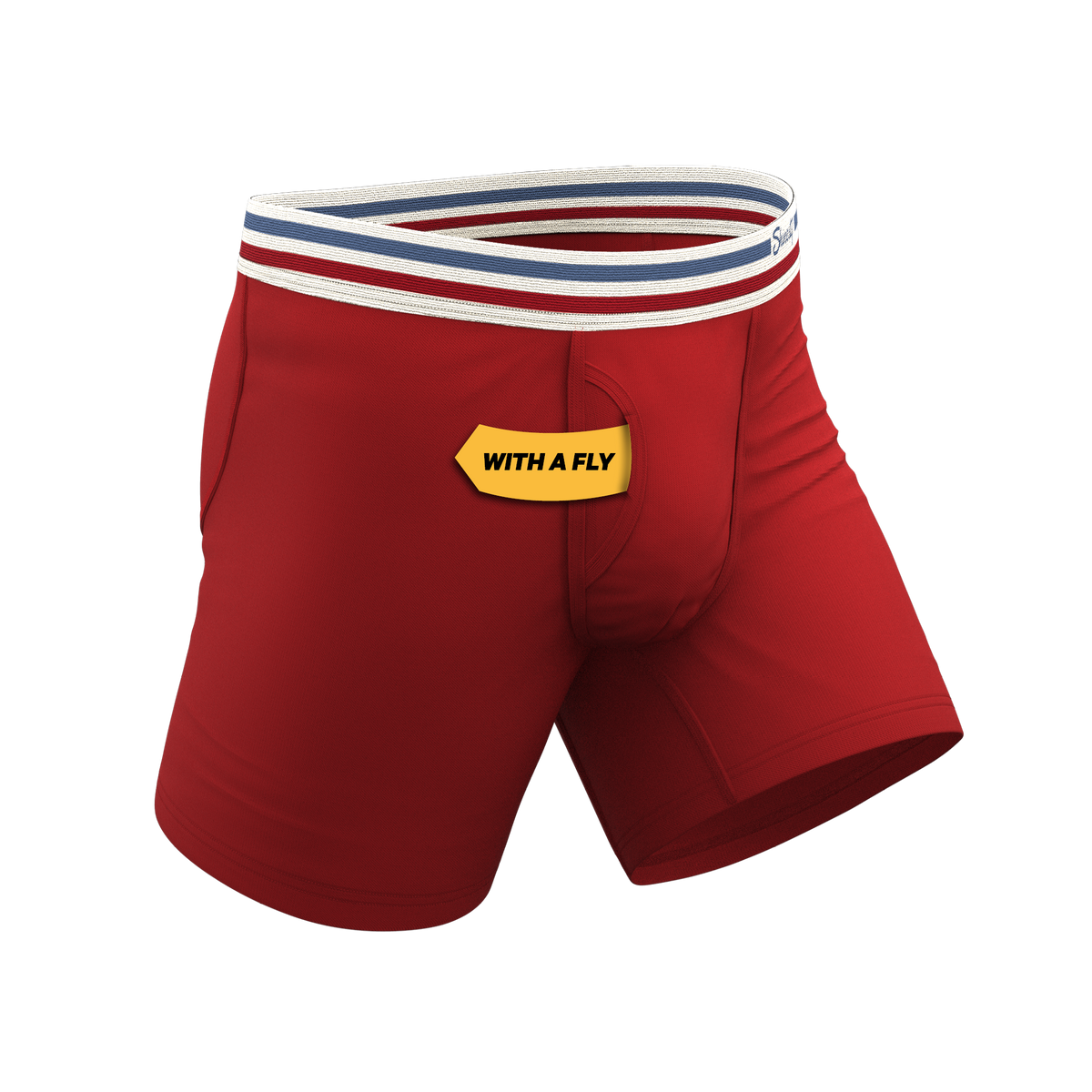 The Ready or Not | Bright Red Retro Ball Hammock® Pouch Underwear With Fly - Shinesty