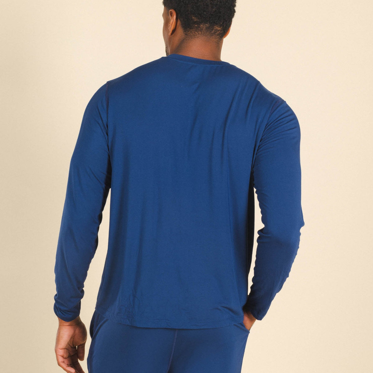 The Big Blue | Navy SleepDeep™ Men’s Long Sleeve Pajama Shirt - Shinesty