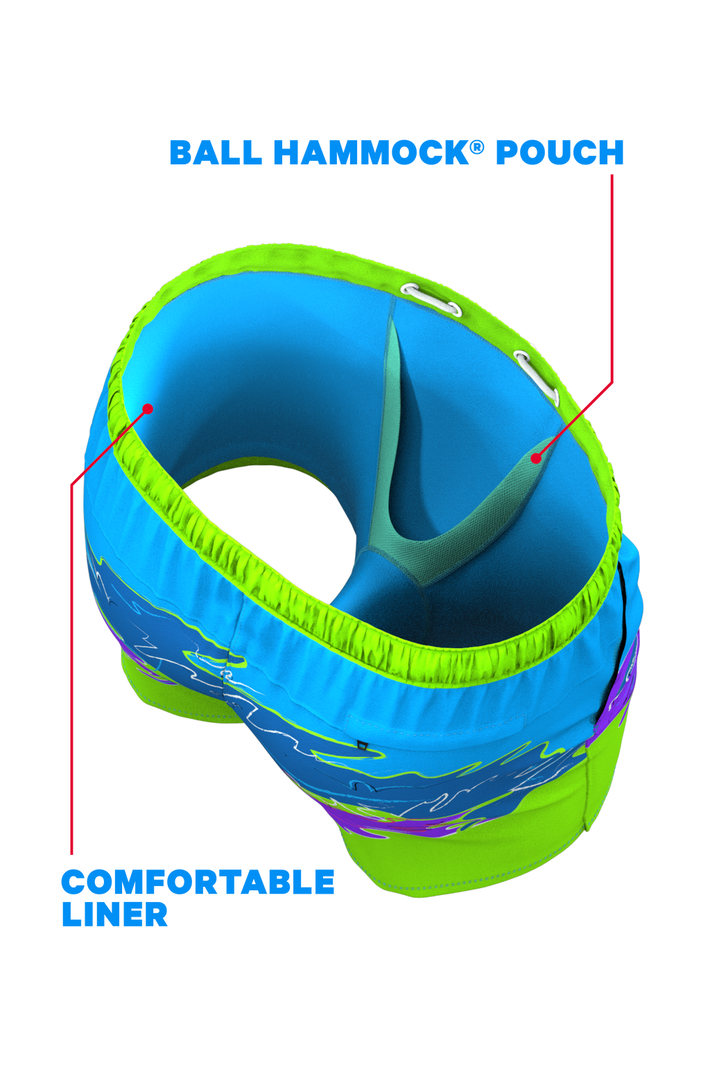 The Snack Shack | Retro Neon Ball Hammock® Pouch 8" Swim Trunks - Shinesty
