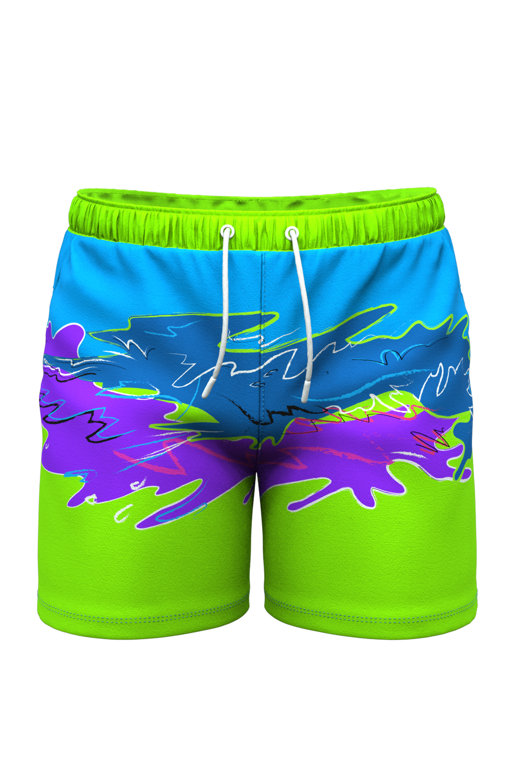 The Snack Shack | Retro Neon Ball Hammock® Pouch 8" Swim Trunks - Shinesty
