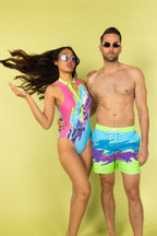 The Snack Shack | Retro Neon Ball Hammock® Pouch 8" Swim Trunks - Shinesty