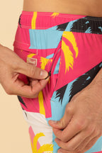 The SoCal Summer | Black and Pink Tropical Ball Hammock® Pouch 5" Swim Trunks - Shinesty