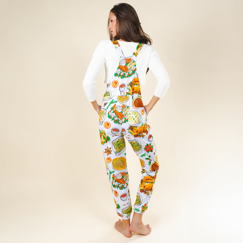 The Spread | White Thanksgiving Women's Pajamaralls® - Shinesty