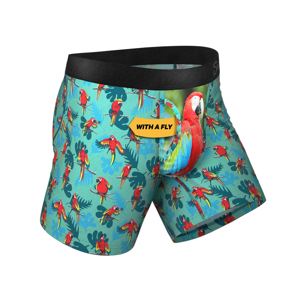 The Squawk Tease | Tropical Parrot Ball Hammock® Pouch Underwear With Fly - Shinesty