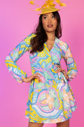 The April Showers | Abstract Paisley Wrap Dress - Shinesty