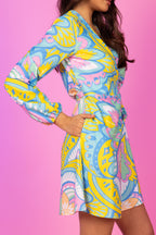 The April Showers | Abstract Paisley Wrap Dress - Shinesty