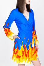 The Blaze Of Glory | Flames Wrap Dress - Shinesty
