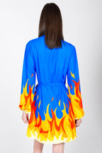 The Blaze Of Glory | Flames Wrap Dress - Shinesty