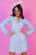 The Porch Swing | Light Blue Caned Wicker Wrap Dress - Shinesty