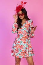 The Win By A Rose | Derby Roses Wrap Dress - Shinesty