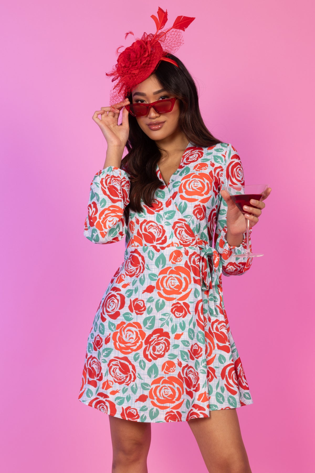 The Win By A Rose | Derby Roses Wrap Dress - Shinesty