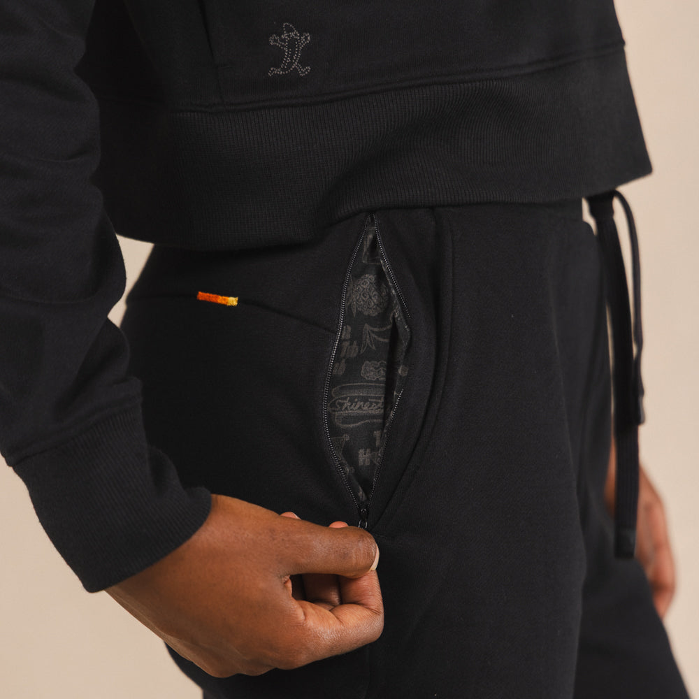 The Threat Level Midnight | Black Sexy Terry™ Women’s Lounge Joggers - Shinesty