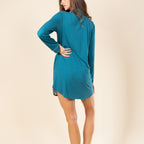 The Tranquility | Teal SleepDeep™ Long Sleeve Pajama Dress - Shinesty