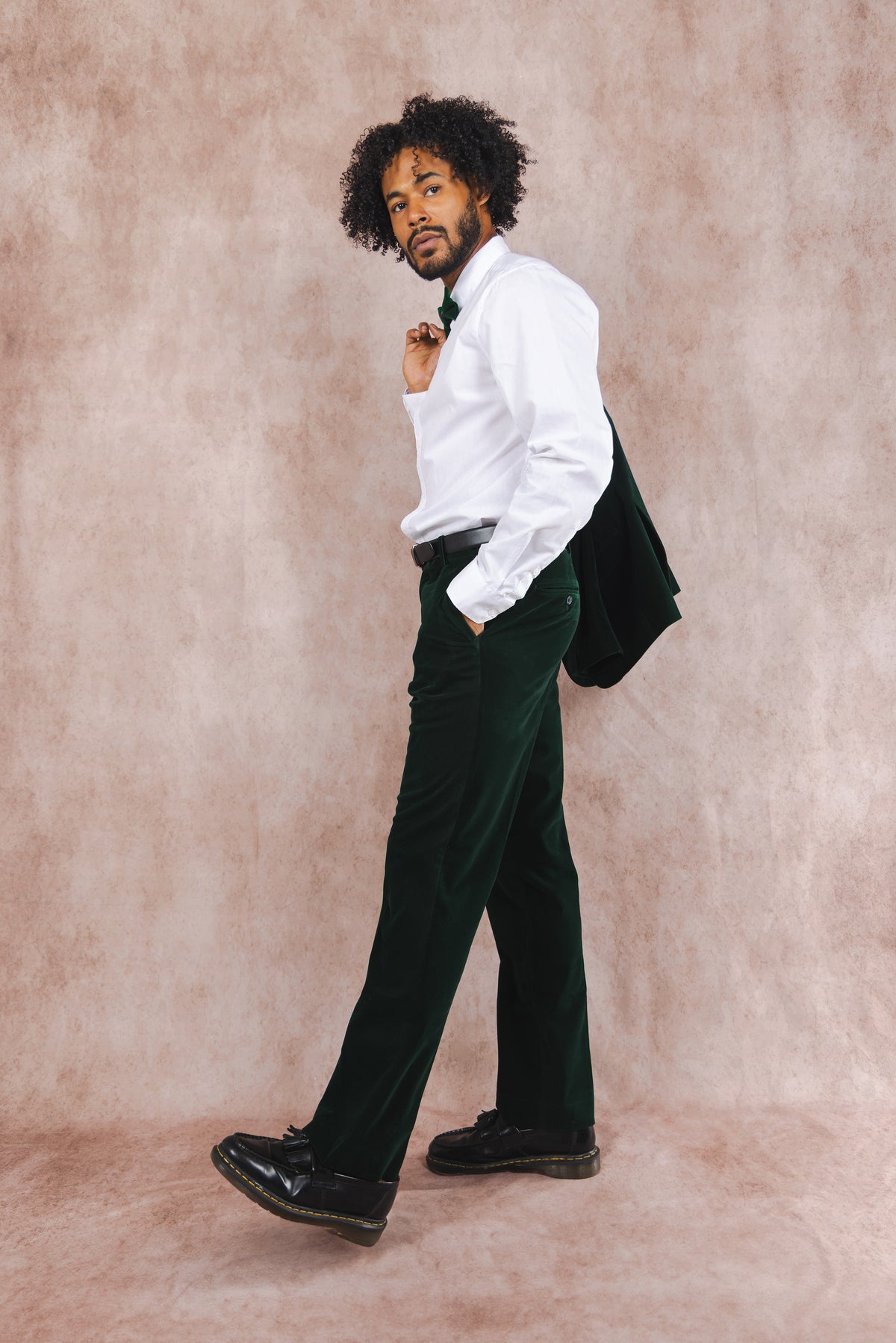 The Elegant Evergreen | Green Velvet Velvet Suit Pants - Shinesty