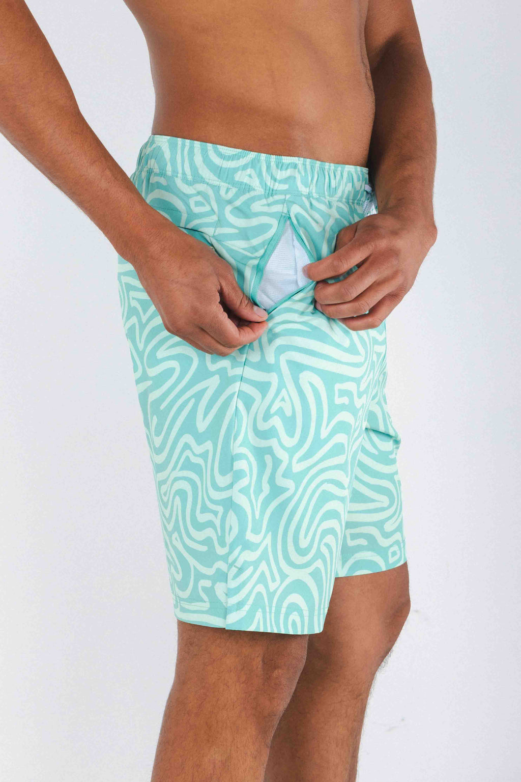 The Water Park | Neon Abstract Line Ball Hammock® Pouch 8" Swim Trunks - Shinesty