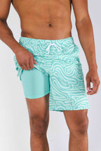 The Water Park | Neon Abstract Line Ball Hammock® Pouch 8" Swim Trunks - Shinesty