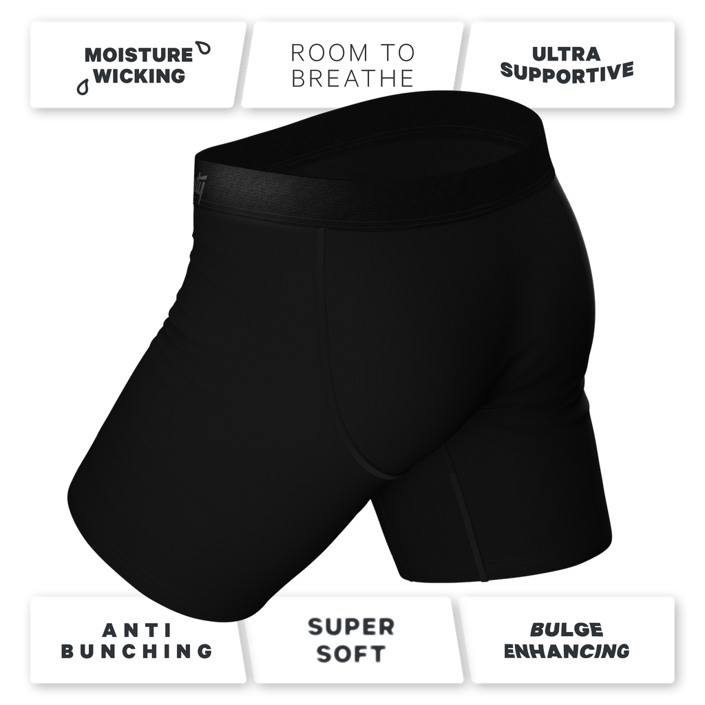 The 009 | Black Tuxedo Ball Hammock® Boxer - Long Leg - Shinesty