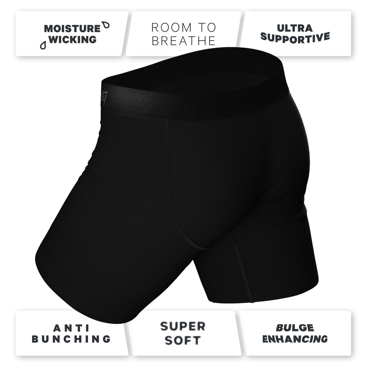 The 009 | Black Tuxedo Ball Hammock® Boxer - Long Leg - Shinesty