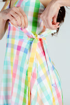The Savannah Swinger | Pastel Plaid Strappy Dress - Shinesty