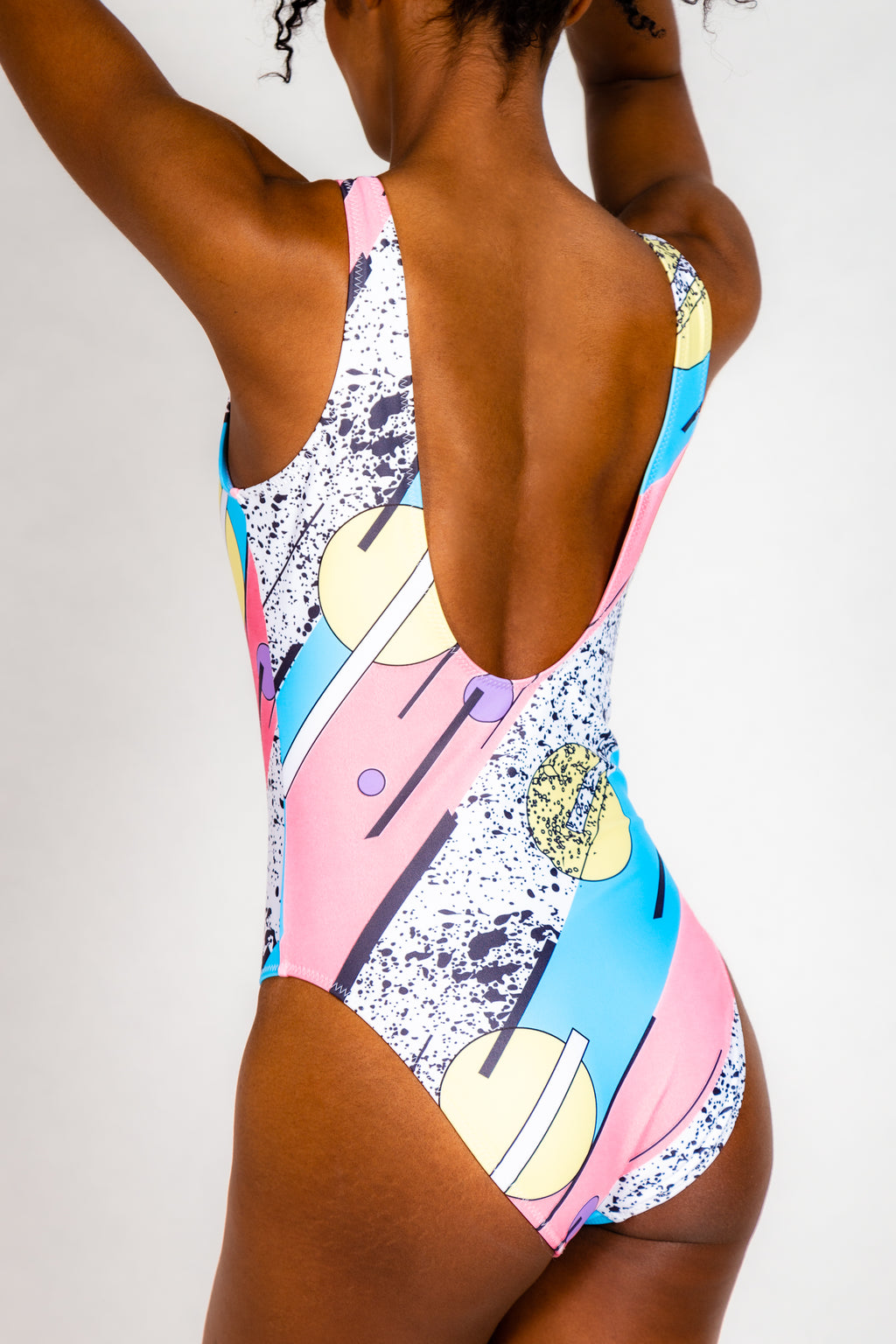 The Vaporwaves | Retro 80s Printed One Piece Swimsuit - Shinesty