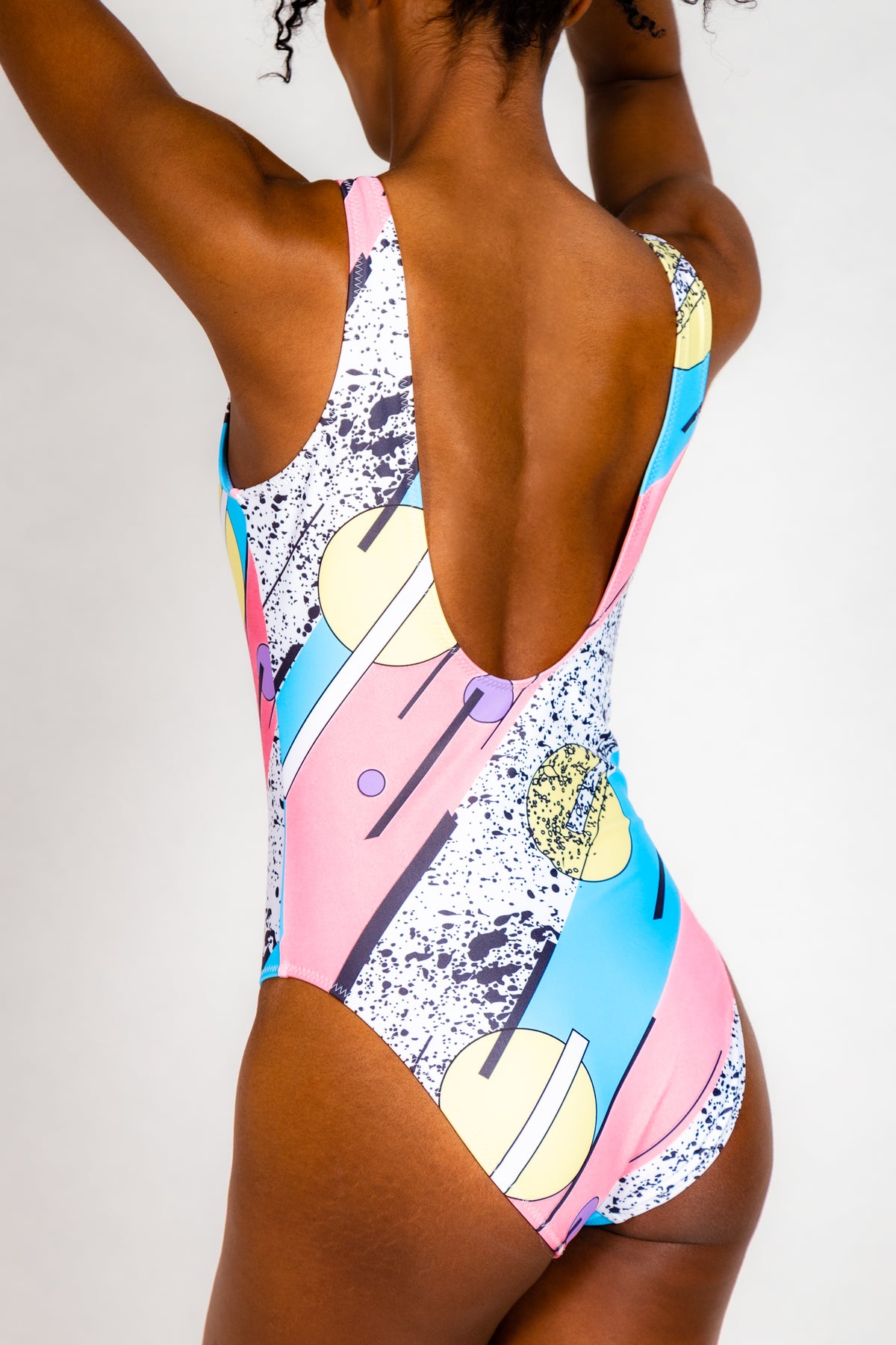 The Vaporwaves | Retro 80s Printed One Piece Swimsuit - Shinesty