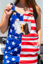 The Screamin Eagles | Ladies Unisex USA Short Overalls - Shinesty