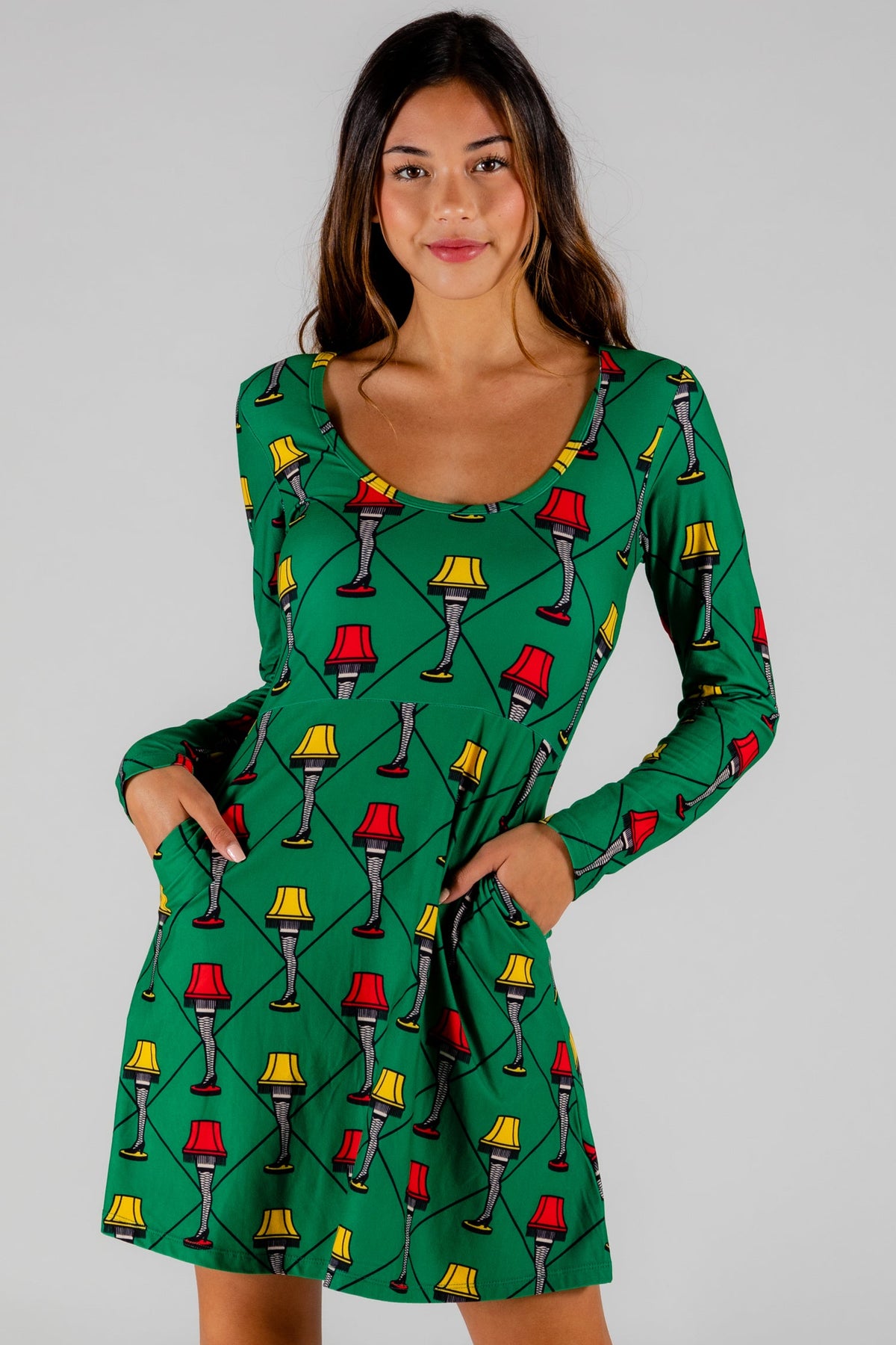 The Fragile | Leg Lamp Christmas Skater Dress - Shinesty