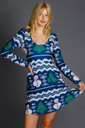 The Eggnog Aficionado | Snowman Print Christmas Skater Dress - Shinesty