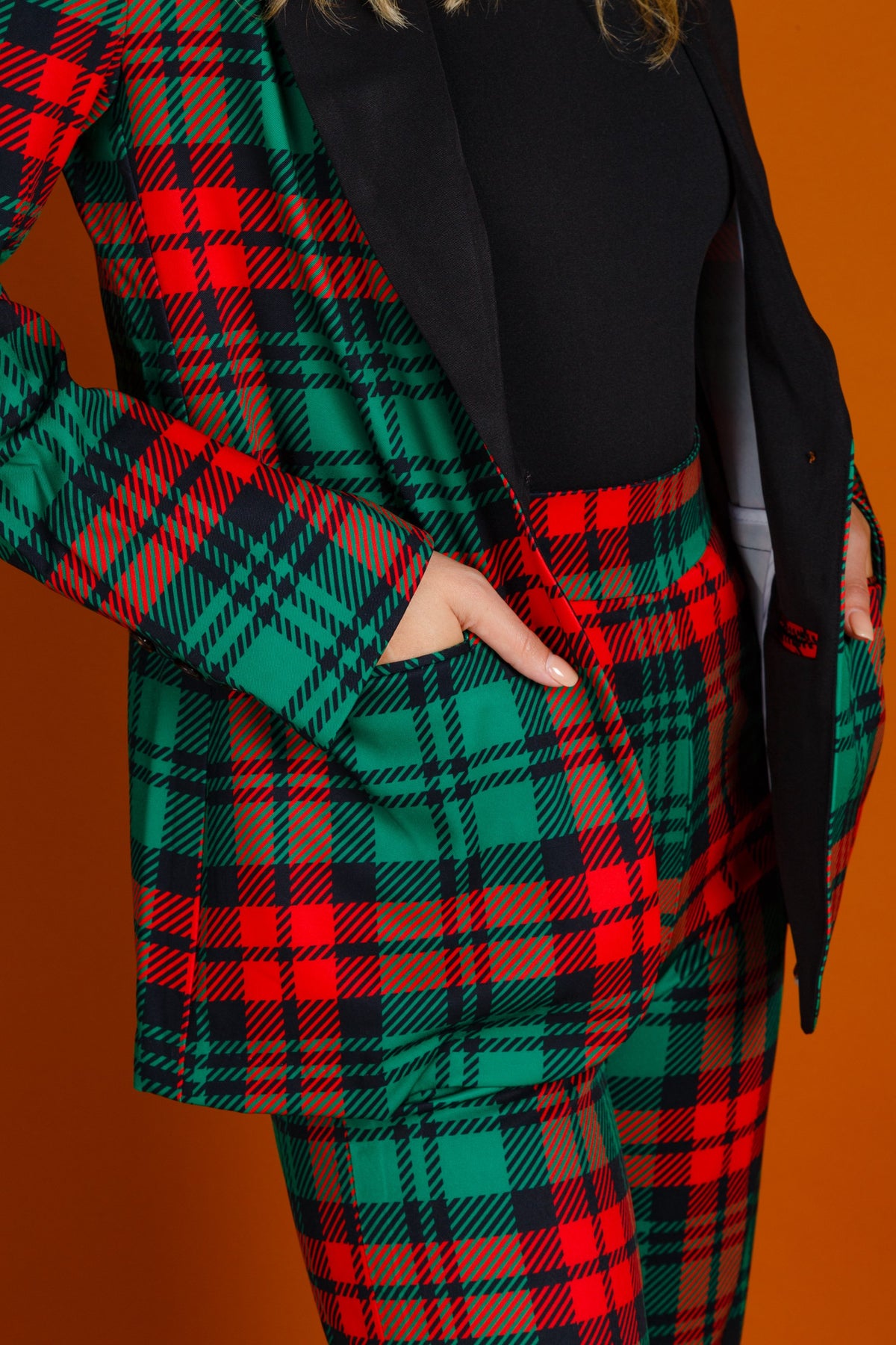 The Lincoln Log Love Lady | Women's Green Plaid Christmas Suit - Shinesty