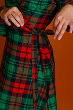 The Lincoln Log Love Lady | Plaid Christmas Wrap Dress - Shinesty