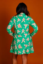 The Ninja Bread | Green Gingerbread Man Turtleneck Dress - Shinesty