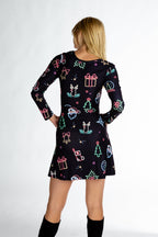 The Naughty Neon Noel | Neon Lights Christmas Skater Dress - Shinesty