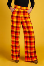 That 70s Suit | Womens Orange Plaid Thanksgiving Pants - Shinesty