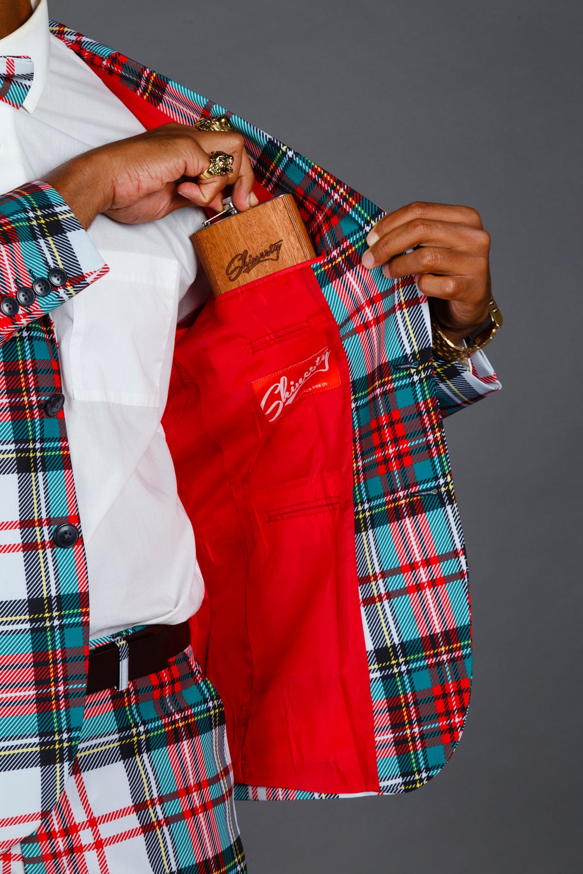 The Scotch on the Rocks | White Plaid Christmas Suit - Shinesty