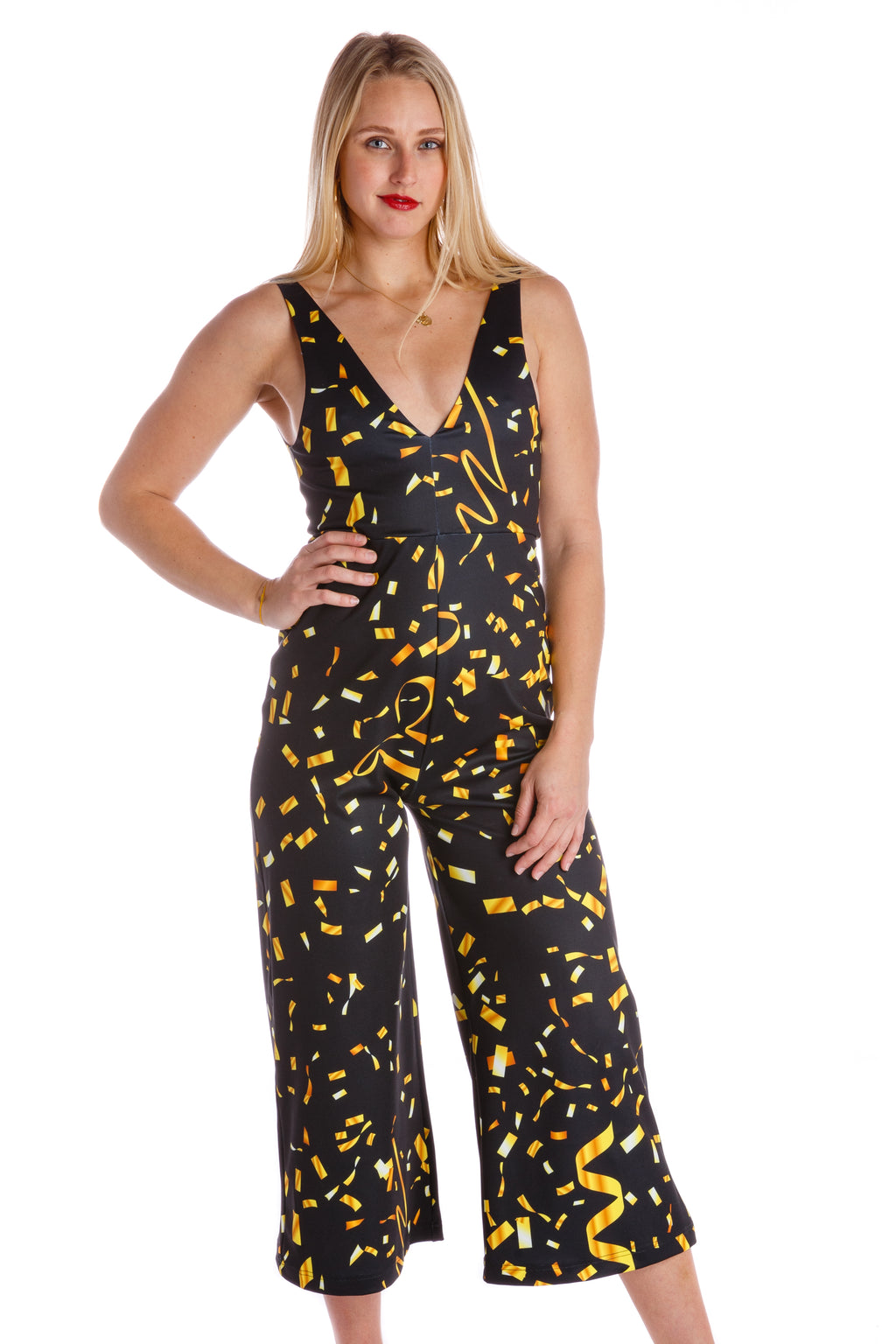 The Perignon Playgirl | Gold Confetti Jumpsuit - Shinesty