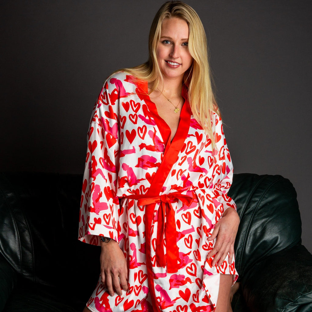 The Hot-Blooded Handbook | Ladies Valentine's Day Unisex Party Kimono - Shinesty