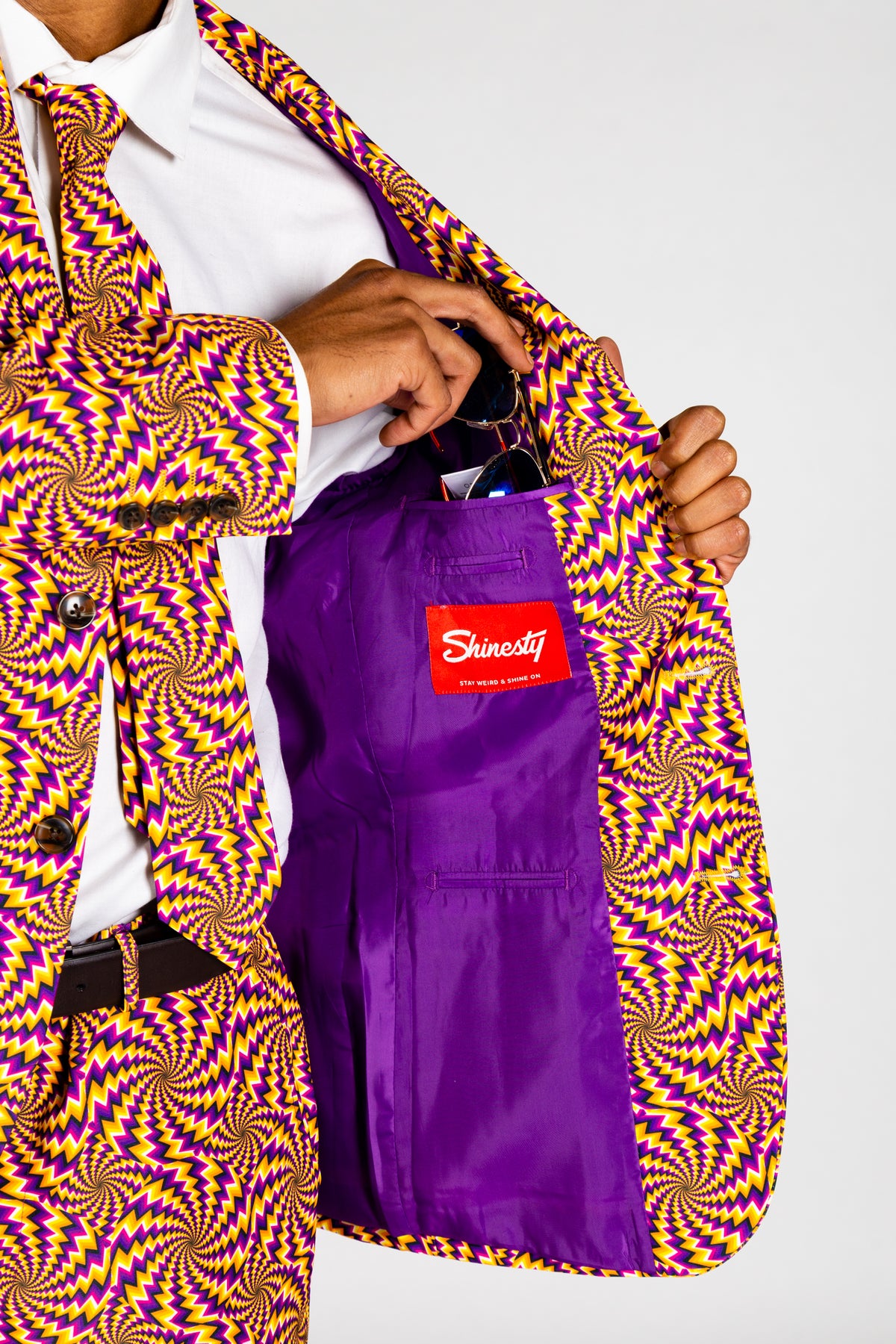 The Mardi Mirage | Illusion Print Party Suit - Shinesty