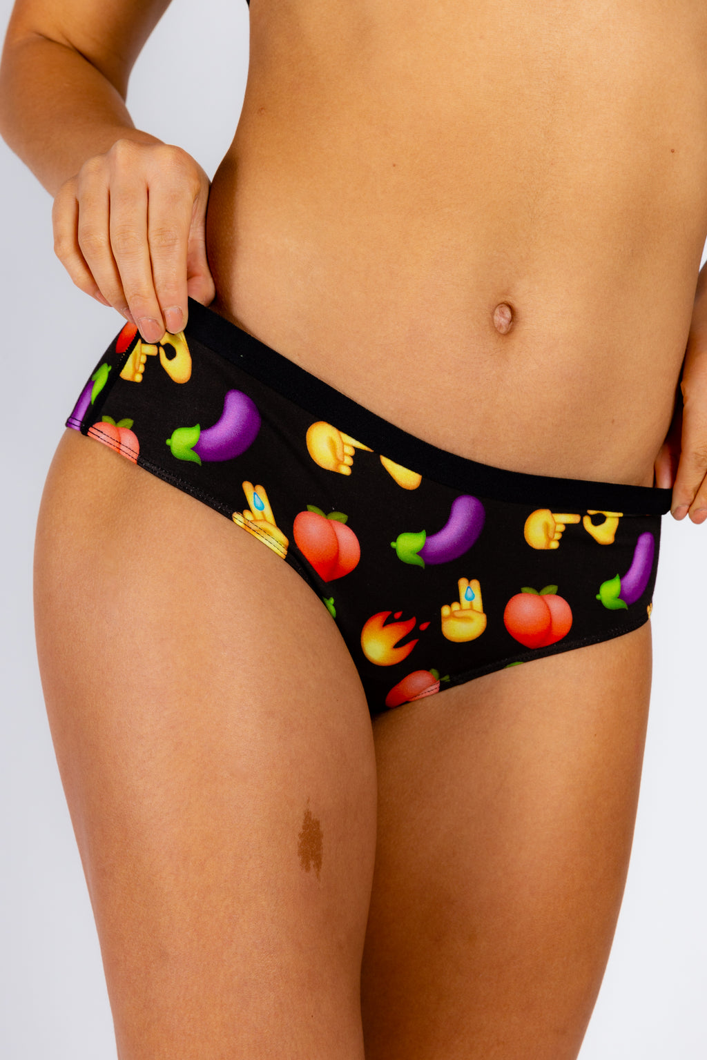 The Emoji After Party | Black Emoji Cheeky Underwear - Shinesty