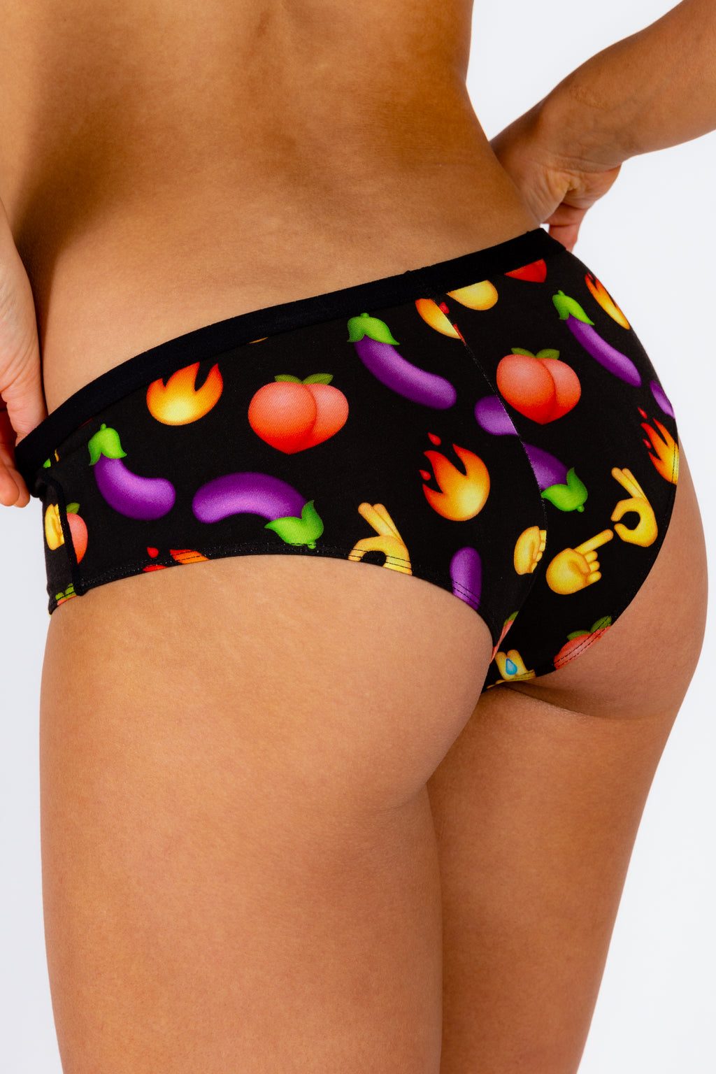 The Emoji After Party | Black Emoji Cheeky Underwear - Shinesty