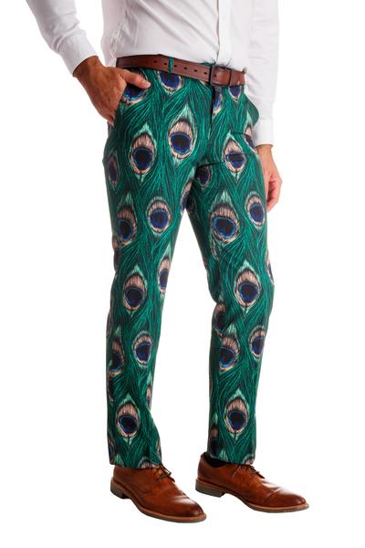 The Peacock Player | Peacock Print Pants - Shinesty