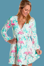 La Flamenca | Flamingos Wrap Dress - Shinesty
